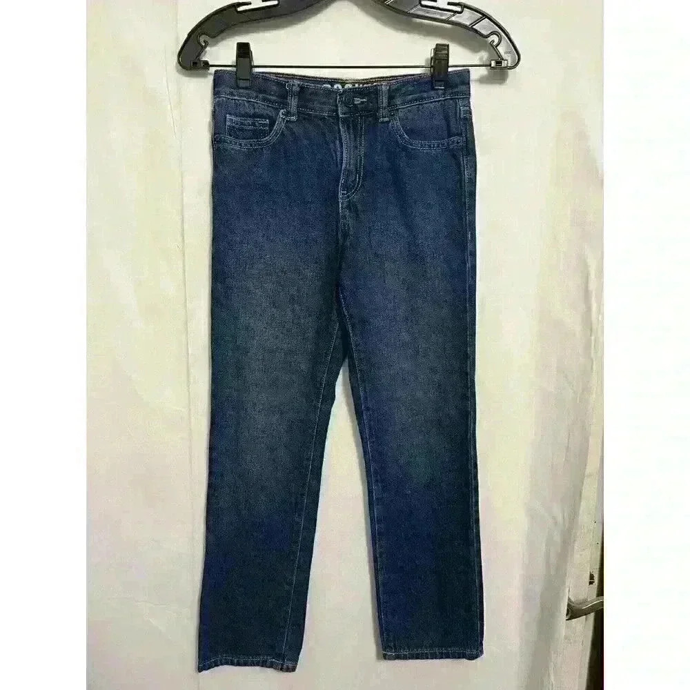 Crazy 8s Jeans Boys Size 10 Reg Adjustable Waistband Straight Leg Dk Denim A0010